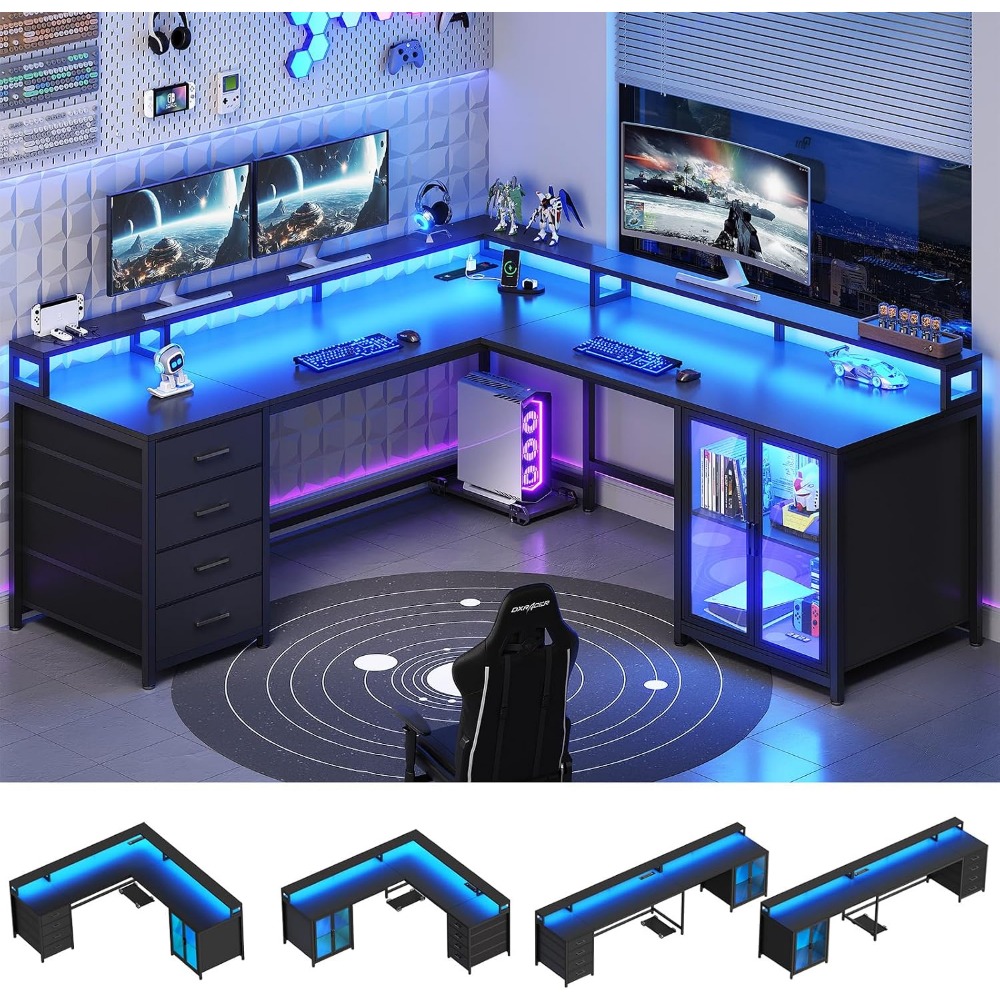 Home Office L Shaped Desk - SEDETA L Şekilli 4 Çekmeceli Oyun