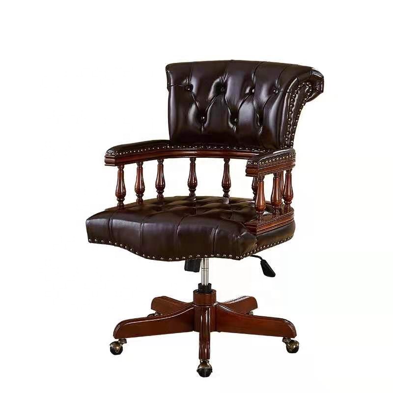 Home Office In Uk - Koyu Öküz Rengi Chesterfield Kaptan Koltuğu