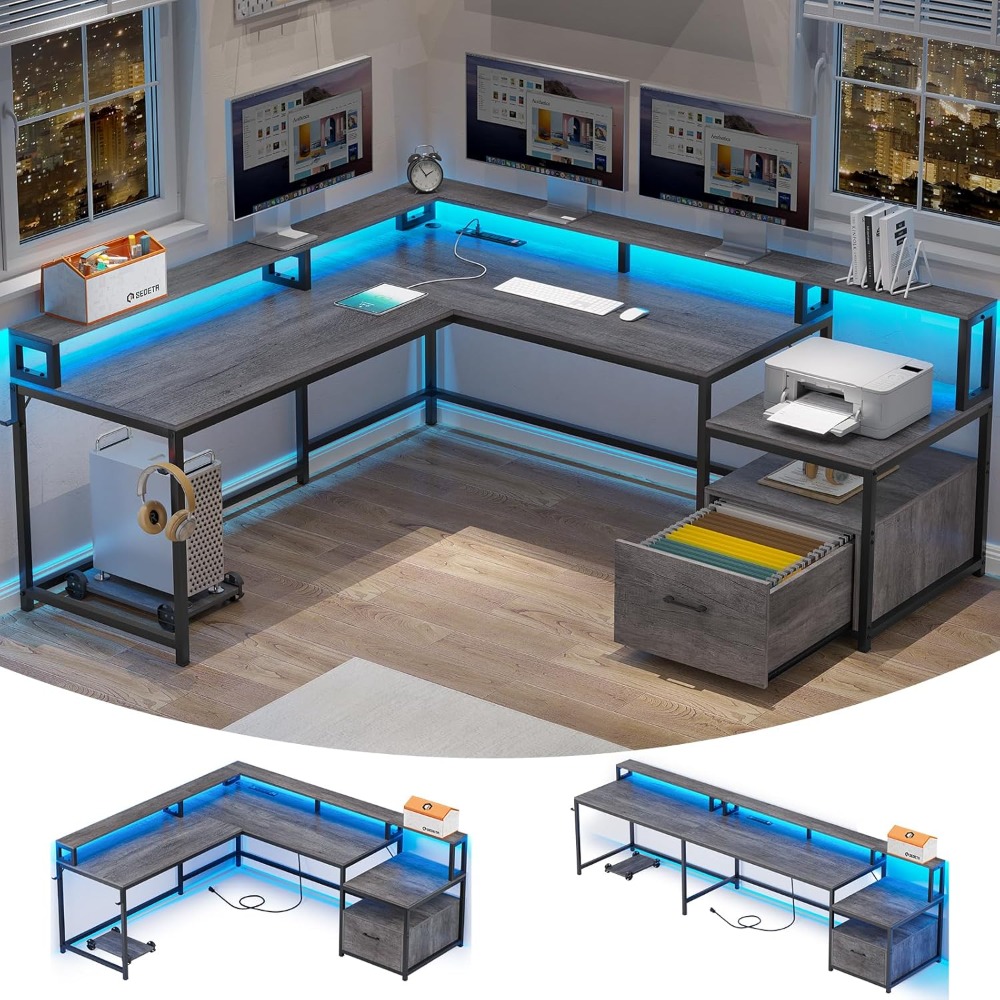 Home Office L Shaped Desk - L Şeklinde Çalışma Masası, 66 inç
