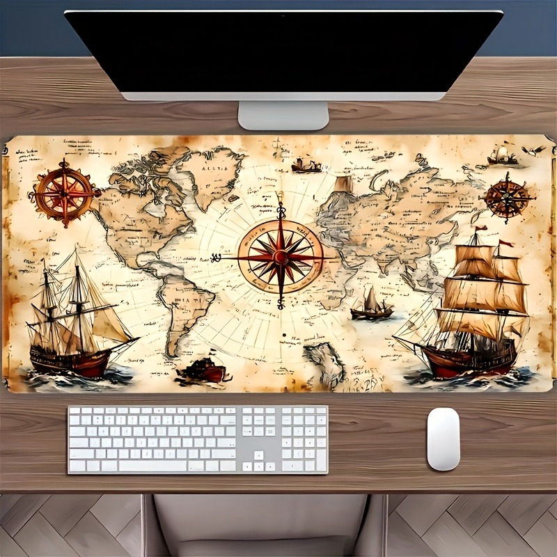 Mousepad Xl Extended - 1 Adet Retro Deniz Haritası Tasarımlı