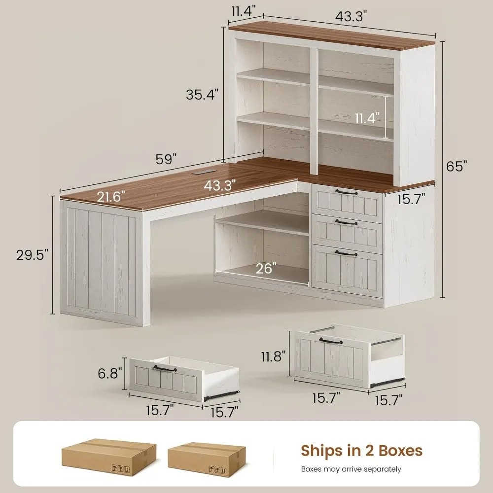 SEDETA Farmhouse L Şeklinde Bi - Home Office L Shaped Desk incelemesi ve fiyatı