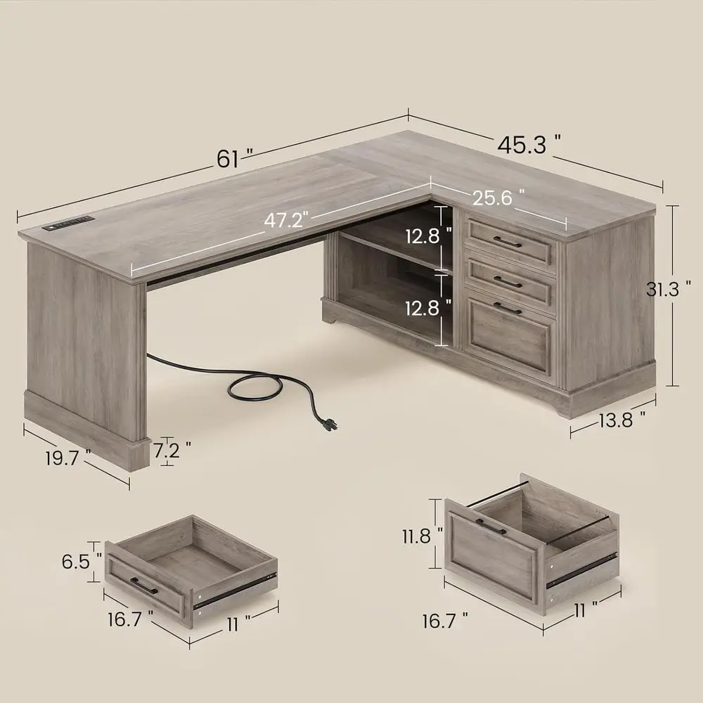 61 inç L Şeklinde Depolama Ala - Home Office L Shaped Desk incelemesi ve fiyatı