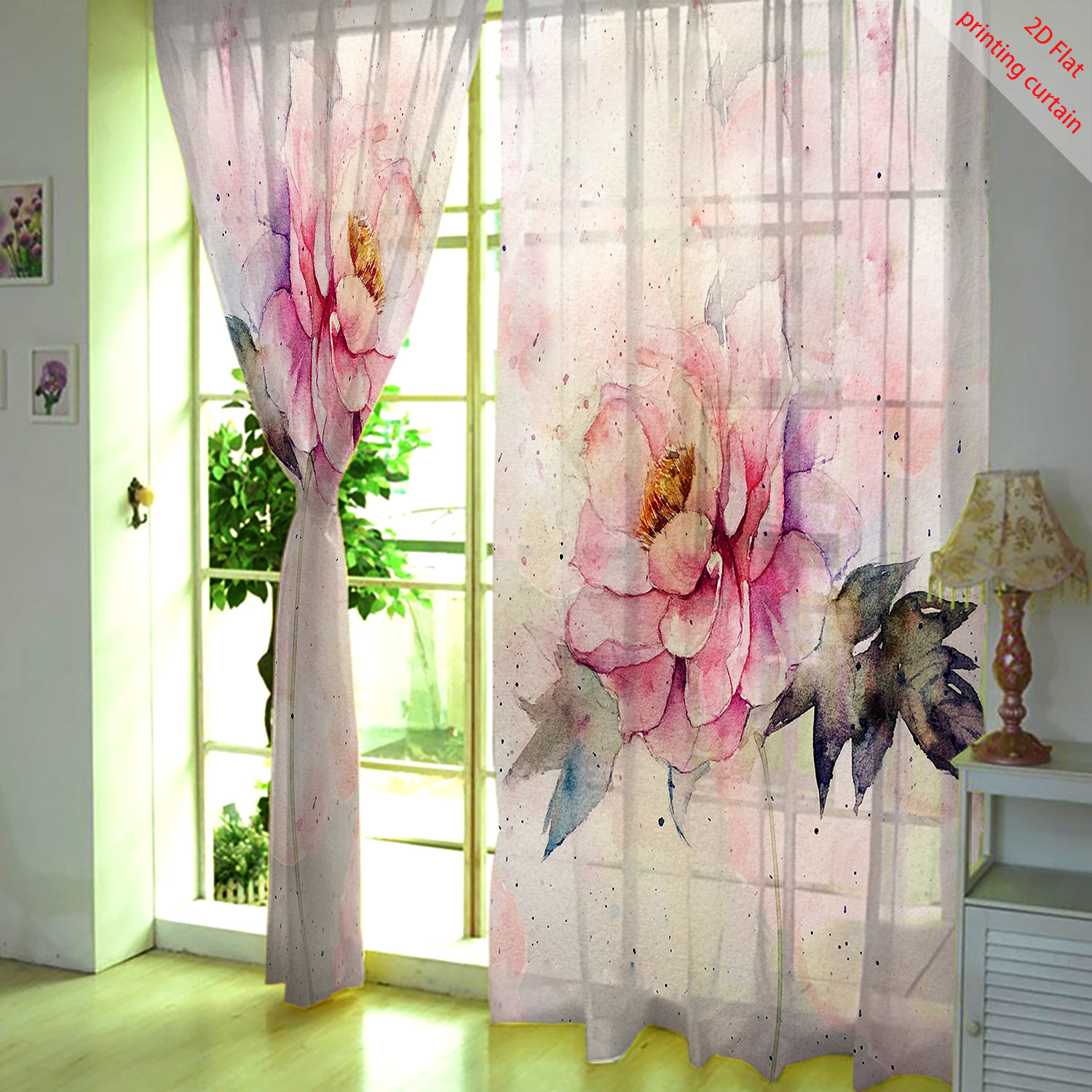 Pembe lale desenli şeffaf gazl - Home Office Windows incelemesi ve fiyatı
