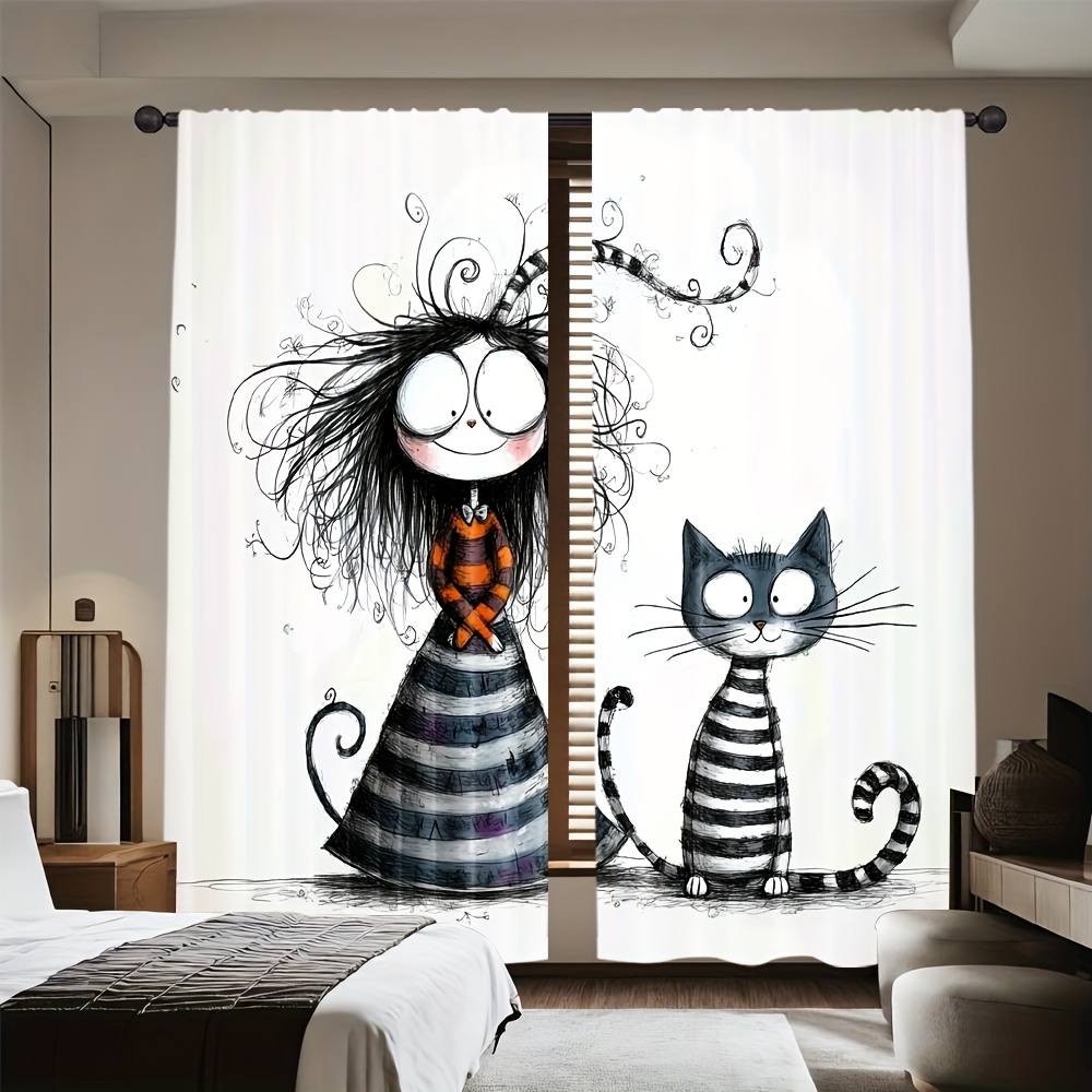 2 adet Gotik Kız ve Kedi Perde - Home Office Tim incelemesi ve fiyatı