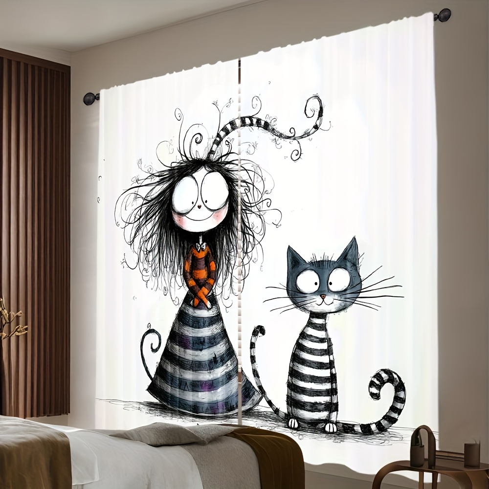 2 adet Gotik Kız ve Kedi Perde - Home Office Tim incelemesi ve fiyatı