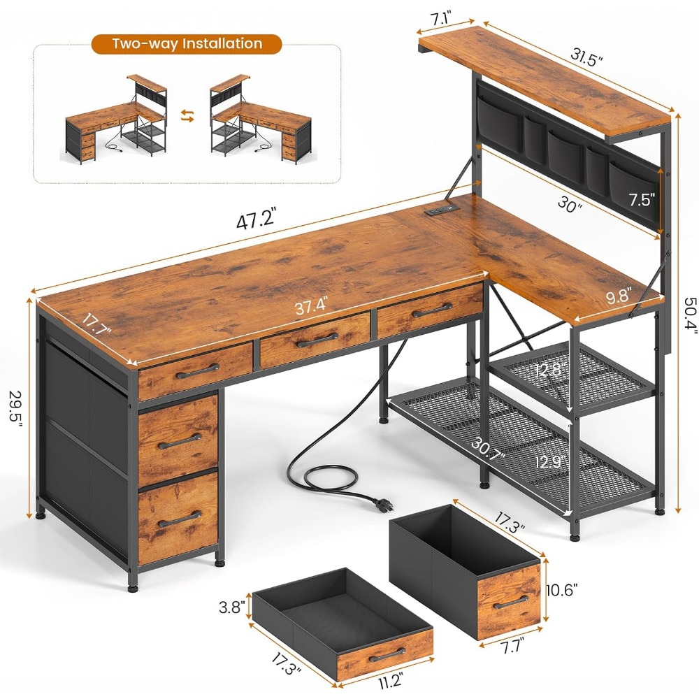 SEDETA L Şeklinde Çekmeceli ve - Home Office L Shaped Desk incelemesi ve fiyatı