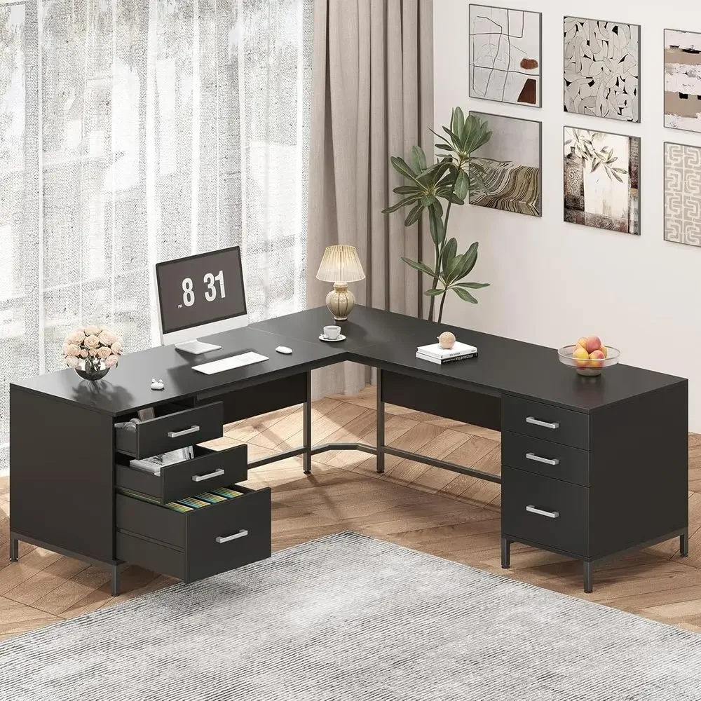 Büyük L Şeklinde Ahşap Çalışma - Home Office L Shaped Desk incelemesi ve fiyatı