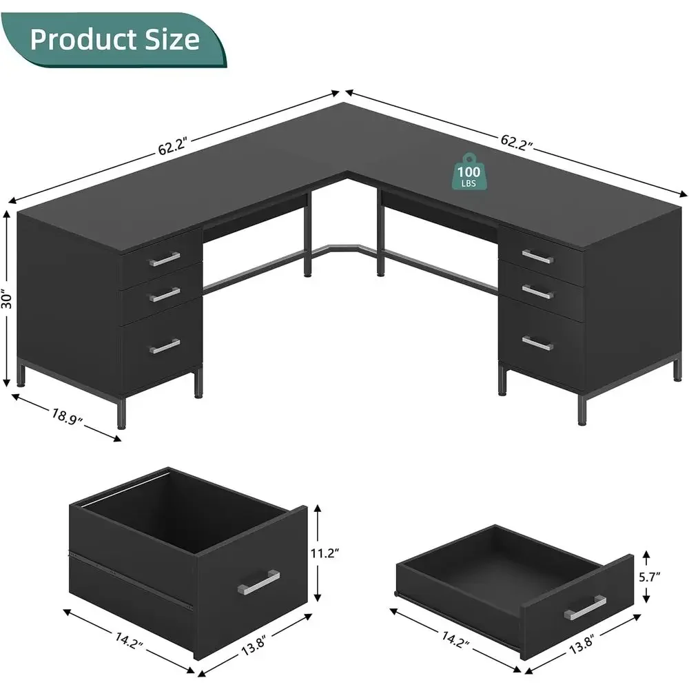 Büyük L Şeklinde Ahşap Çalışma - Home Office L Shaped Desk incelemesi ve fiyatı