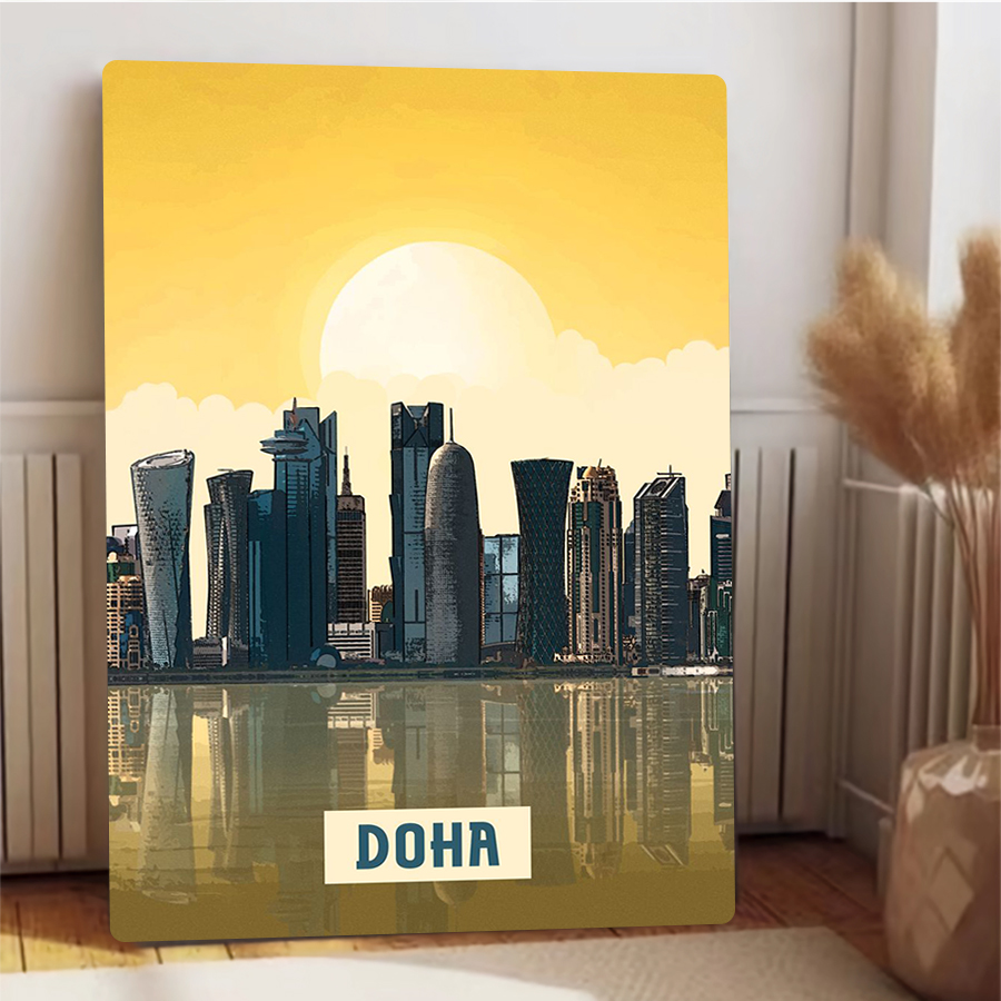 Doha Skyline Metal Duvar Sanat - Home Office Qatar incelemesi ve fiyatı