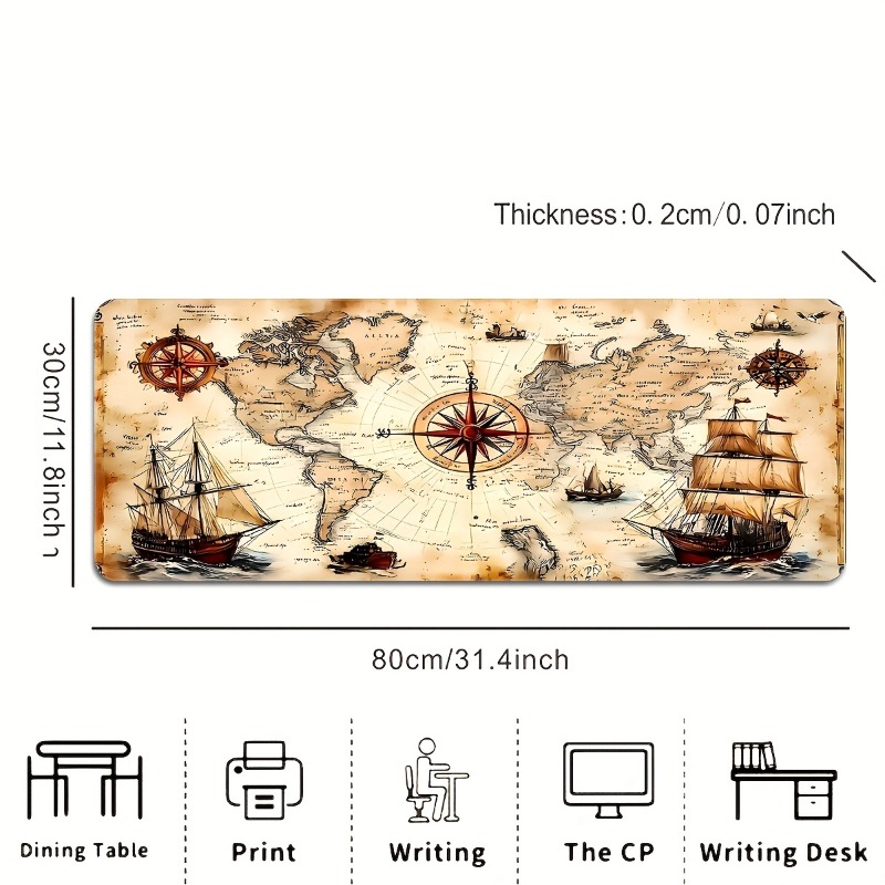 1 Adet Retro Deniz Haritası Ta - Mousepad Xl Extended incelemesi ve fiyatı